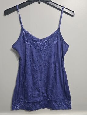 Maurices Purple Lace-Trim Satin Camisole